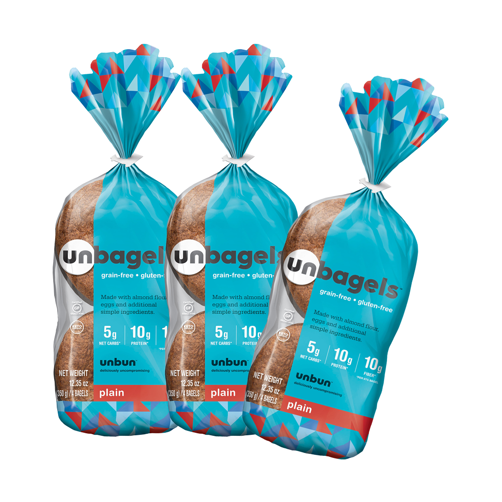 Unbun Plain Bagels - 3 Pack