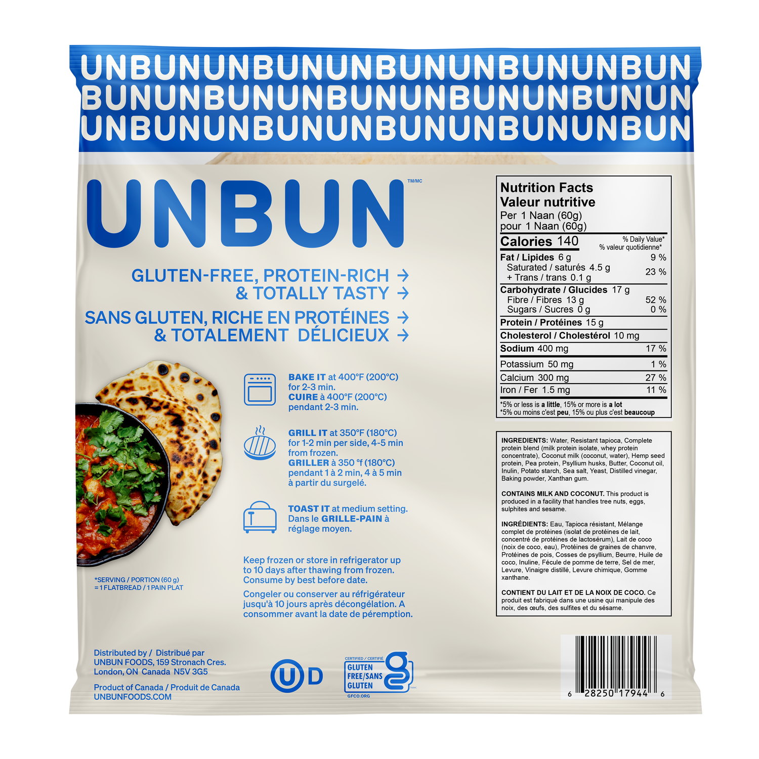 Unbun Complete Protein Naan - 4 Pack